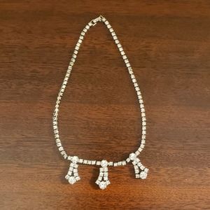 Vintage rhinestone necklace clear costume jewelery